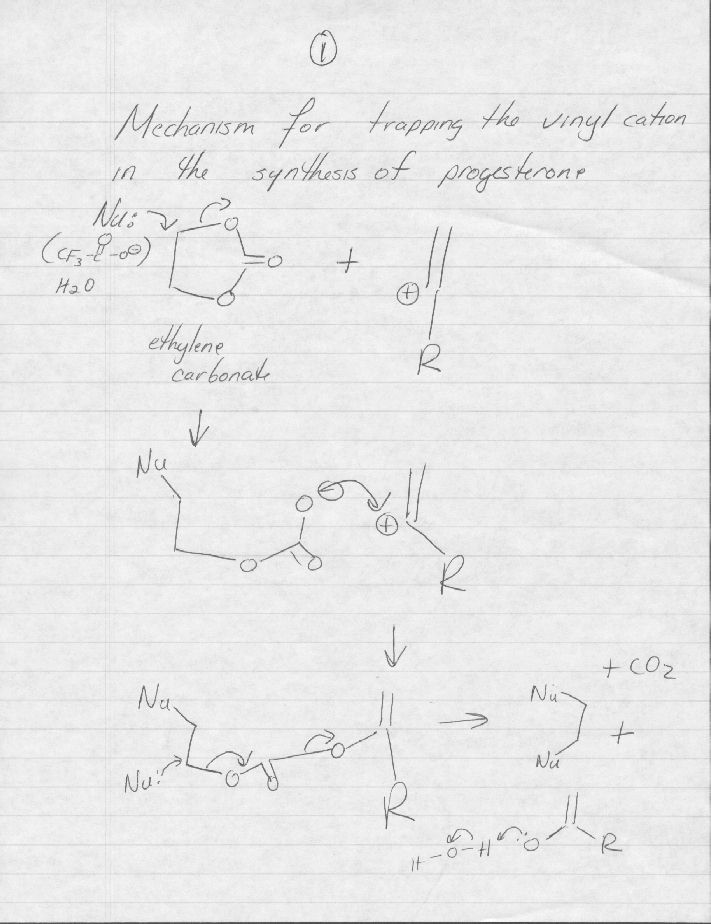 Mechanism for trapping the vinylcation in the sysnthesis of progesterone